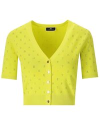 Elisabetta Franchi - Cedar Cropped Cardigan With Rhinestones - Lyst