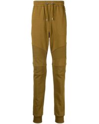Balmain - Broeken ,Groen ,Katoen Geribbelde Groene Flock Sweatpant - Lyst
