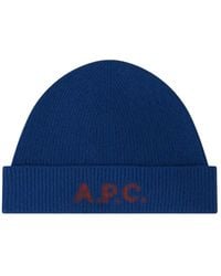 A.P.C. - Accessoires ,Blauw ,Wol Merino Wollen Beanie Muts - Lyst
