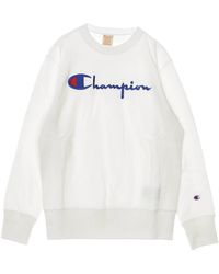 Champion - Lichtgewicht Sweatshirt Met Ronde Hals Herensweatshirt Met Ronde Hals, Wit - Lyst