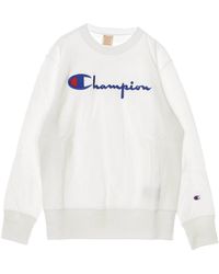 Champion - Lichtgewicht Sweatshirt Met Ronde Hals Herensweatshirt Met Ronde Hals, Wit - Lyst