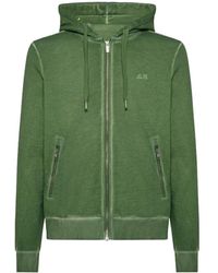 Sun 68 - Groen Katoenen Hoodie Special Dye Shirt - Lyst