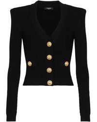 Balmain - Cardigan Met Gestructureerde Schouders - Lyst