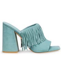 Stuart Weitzman - Schoenen ,Groen ,Suède Elegante Sandaal Met Franjes - Lyst