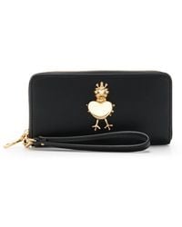 Love Moschino - Schwarzes portemonnaie mit goldener metallfrosch-applikation - Lyst