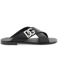 Dolce & Gabbana - Leder sandalen mit dg logo - Lyst