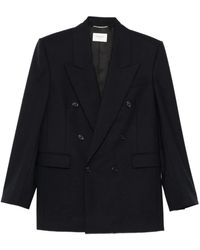 Saint Laurent - Wollen Blazer Met Dubbele Rij Knopen - Lyst