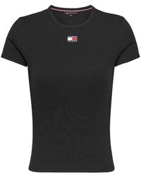 Tommy Hilfiger - Geripptes T-Shirt Mit Kurzen Ärmeln - Lyst