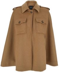 Plain - Cape Mit Klassischem Kragen Und Knopfleiste Vorne Aus Wolle - Lyst