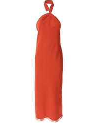 Moschino - Kleedjes ,Rood ,Rode Lange Cady Jurk Met Nekband - Lyst