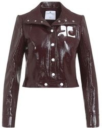 Courreges - Chaqueta De Vinilo En Borgoña, Mujer, Talla - Lyst