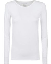 Majestic Filatures - Camiseta de manga larga cuello redondo blanca - Lyst