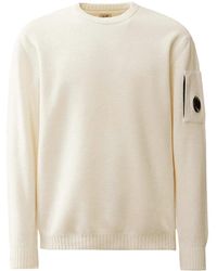 C.P. Company - Rundhalsausschnitt langarm pullover,weißer pullover - Lyst