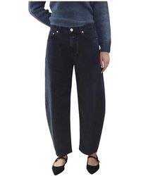 Closed - Jeans ,Blauw ,Katoen Zwarte Barrel Fit Cropped Jeans - Lyst