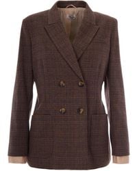 Liu Jo - Jassen ,Bruin ,Leer Prince Of Wales Check Jas - Lyst
