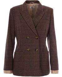 Liu Jo - Jassen ,Bruin ,Leer Prince Of Wales Check Jas - Lyst