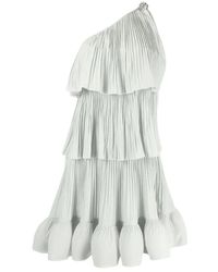 Lanvin - Kleedjes ,Groen ,Polyester Elegante Asymmetrische Jurk Met Ruches - Lyst