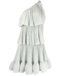 Lanvin - Kleedjes ,Groen ,Polyester Elegante Asymmetrische Jurk Met Ruches - Lyst