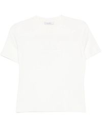 Max Mara - Geribbelde Gebreide T-Shirt Met Ronde Hals En Korte Mouwen - Lyst