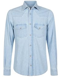 Eleventy - Slim Fit Katoenen Overhemd Texas Stijl - Lyst