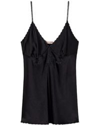 Twinset - Schwarzes blumen besticktes v-ausschnitt top - Lyst