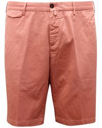 PT01 - Korte Broeken ,Roze ,Katoen Bermuda Stretch Katoenen Shorts - Lyst
