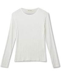Sofie Schnoor - Tops ,Wit ,Spandex Geribbeld Shirt Met Lange Mouwen Slim Fit - Lyst