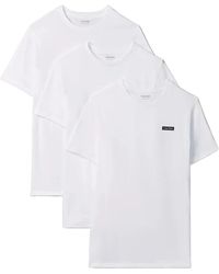 Calvin Klein - Tops ,Wit ,Katoen 3-Pack T-Shirts Met Ronde Hals - Lyst