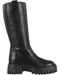 Hogan - Schwarzer Lederstiefel Mit Gummisohle H700 - Lyst