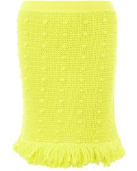Bottega Veneta - Falda amarilla de punto con detalles de pompones - Lyst