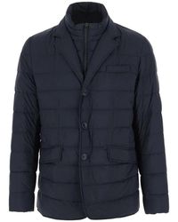 Herno - Jassen ,Blauw ,Blauwe Gewatteerde Jas Aw 24 - Lyst