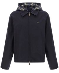 Burberry - Jassen ,Blauw ,Katoen Hodson Reversible Harrington Jacket - Lyst