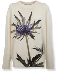 Blumarine - Wollen Bedrukte Trui Met Borduursel - Lyst
