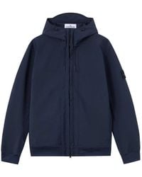 Stone Island - Jassen ,Blauw ,Polyester Soft Shell-R Hooded Jacket - Lyst