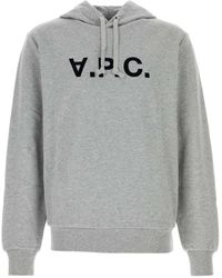 A.P.C. - Hoodies & Sweatvesten ,Grijs ,Katoen Comfortabele Grijze Katoenen Sweatshirt - Lyst
