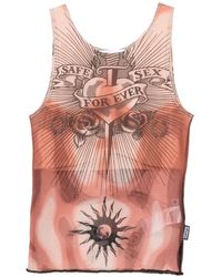 Jean Paul Gaultier - Tattoo Print Mesh Tank Top - Lyst