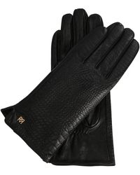 Kazar - Accessoires ,Zwart ,Leer Zwarte Handschoenen Versierd Met Een Krokusinzet - Lyst