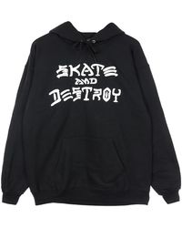 Thrasher - Hoodies & Sweatvesten ,Zwart ,Katoen Skate Destroy Hoodie Zwart/Wit - Lyst