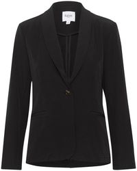 Saint Tropez - Jassen ,Zwart ,Polyester Zwarte Blazer Met V-Hals Sluiting - Lyst