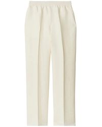 Burberry - Broeken ,Wit ,Crème Witte Broek Met Elastische Tailleband En Taps Toelopende Pijpen - Lyst