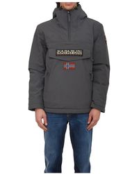 Napapijri - Jassen ,Grijs ,Leer Rainforest Pocket 2 Jacket - Lyst