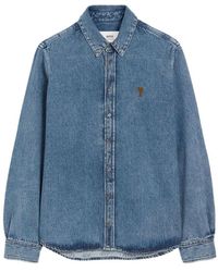 Ami Paris - Overhemden ,Blauw ,Denim Ami De Coeur Button-Down Denim Overhemd - Lyst