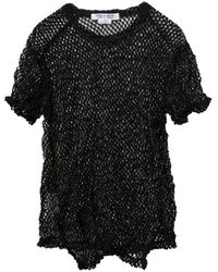 Comme des Garçons - Overhemden ,Zwart ,Fishnet Short Sleeves Crew Neck - Lyst