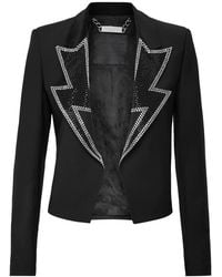 Philipp Plein - Jassen ,Zwart ,Katoen Crop Blazer Met Kristallen - Lyst