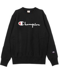 Champion - Herensweatshirt Met Ronde Hals En Omgekeerd Geweven Groot Logo - Lyst