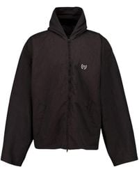 Balenciaga - Jassen ,Zwart ,Katoen Hooded Zip-Up Jacket - Lyst