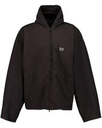 Balenciaga - Jassen ,Zwart ,Katoen Hooded Zip-Up Jacket - Lyst
