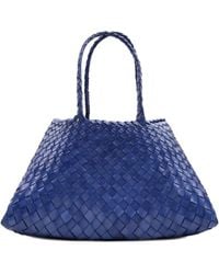 Dragon Diffusion - Blauwe Leren Geweven Taps Toelopende Tas - Lyst
