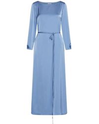 Marella - Kleedjes ,Blauw ,Satijn Satijnen Maxi Jurk Met Riem - Lyst