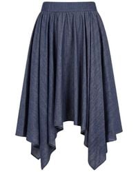 Trussardi - Asymmetrische Denim Midi-Rok - Lyst